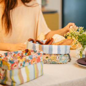 向日葵条纹系列面包筐布艺零食收纳筐杂物篮子