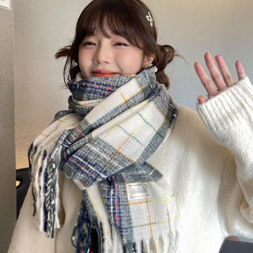 【秋冬新款软fufu韩系格子围巾 】复古潮流百搭围脖 柔软舒适保暖 围脖披肩两用加厚 商品图5