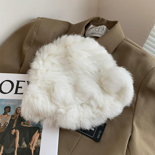 秋冬季【云朵毛绒帽】韩版保暖兔毛帽 日系大头围显脸小 毛茸茸盆帽  商品图6