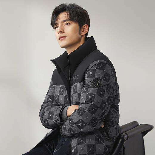 【三防】柒牌立领羽绒服男2024冬季新款时尚潮流字母印花鹅绒外套 127E71190 商品图1