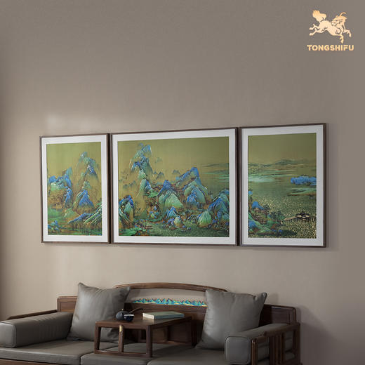 铜师傅 手工錾刻 铜雕画《千里江山 三联屏》客厅背景墙装饰挂画 商品图2
