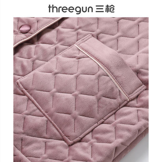 Threegun三枪 【婴儿绒】绗棉翻领开襟女家居套-82018D011 商品图9