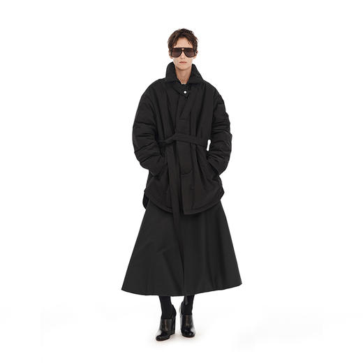 NUTH  黑色可收腰中长款保暖秋冬棉服外套女 商品图5