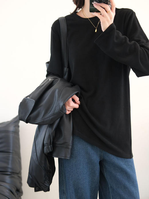 🥰【高克重！张贝贝同款双面澳绒磨毛T恤】💥秋冬续命打底！⚠️330G双面澳绒面料❗️ 😎整件衣服将近一斤！🌸🌸Duang Duang 商品图5