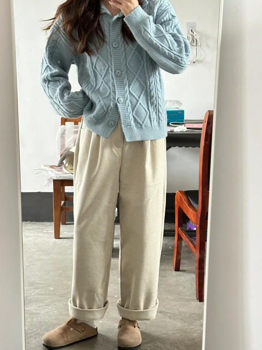 💞秋冬被毛呢裤拿捏了🌸🌸【AILISCOCO斜扣毛呢阔腿裤】📍📍📍 🔥又暖又舒服💰79/条 ✨宽松有型，👉高级又百搭！👏怎么穿都好看~强推👍🏻 商品图4