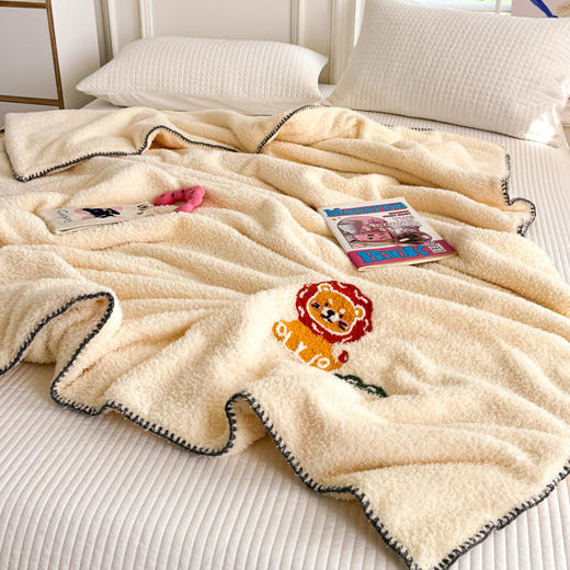 【换季出清】自然醒立体毛巾绣羊羔绒三角针毛毯加厚秋冬办公室午睡披肩毯沙发用盖毯牛奶珊瑚绒小毯子JY 商品图7