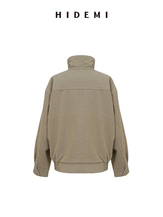 HIDEMI 假两件拉链式立领口袋飞行员设计感夹克外套大衣 商品图3