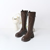 经典鲨2024年冬款百搭圆头中跟后拉链舒适显瘦加绒保暖时装长筒靴女KW279-D58351 商品缩略图4