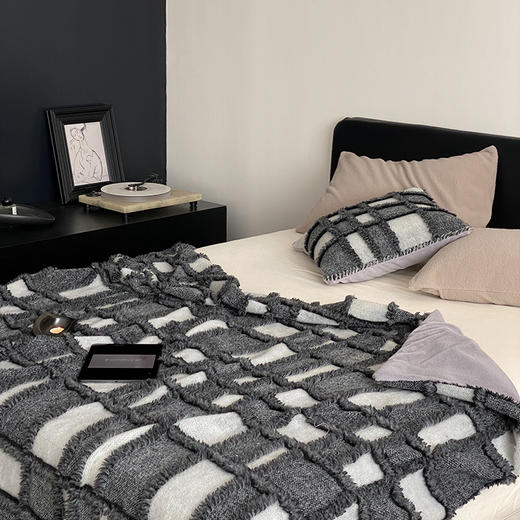 自然醒洛德瑞毛毯高端格子拼接羊绒呢料绒毯可机洗沙发休闲盖毯办公室膝盖毯MT 商品图6