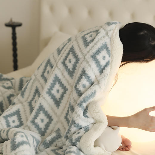 自然醒阳离子提花松林系列羊羔绒毯子塔芙绒亲肤保暖卧室毛毯盖毯柔软沙发毯MT 商品图7