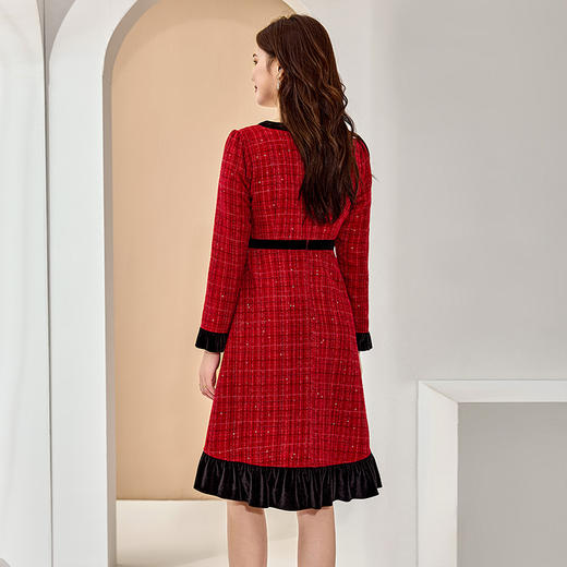 【清仓99】8/11奢姿2024秋季新款大码女装气质蝴蝶结裙子胖妹妹拼接小香风连衣裙9944890230 商品图4