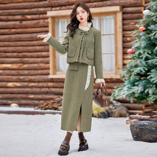 小香风羽绒服套装，轻奢时尚显瘦气质名媛半身裙两件套HR-YJLY1367A 商品图3