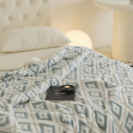 自然醒阳离子提花松林系列羊羔绒毯子塔芙绒亲肤保暖卧室毛毯盖毯柔软沙发毯MT 商品图4