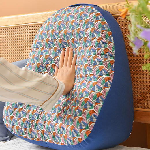 水波纹蚕豆靠垫床头软包大靠背榻榻米卧室护腰靠 商品图3