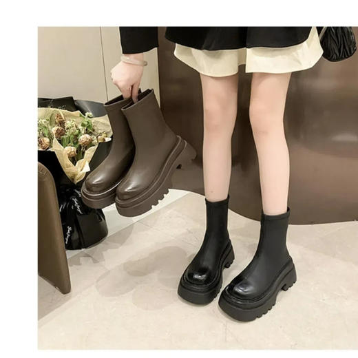 尺码偏小，建议拍大一码！百搭厚底瘦瘦靴  长靴/短靴 可盐可甜美式复古风，舒适内里 上脚轻松提穿不费劲，防滑大底 商品图8