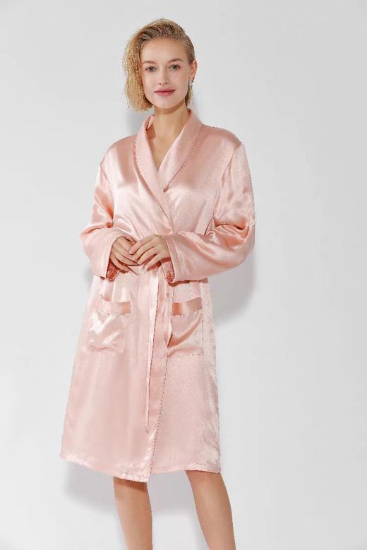 喜得宝 杭州丝绸96%桑蚕丝真丝睡衣 8575华章青果领加绒女式睡袍 商品图2