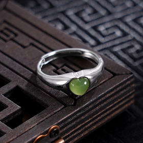 子佩集S925银【爱意呢喃】戒指【JZ05757】纯银古法银和田碧玉2410