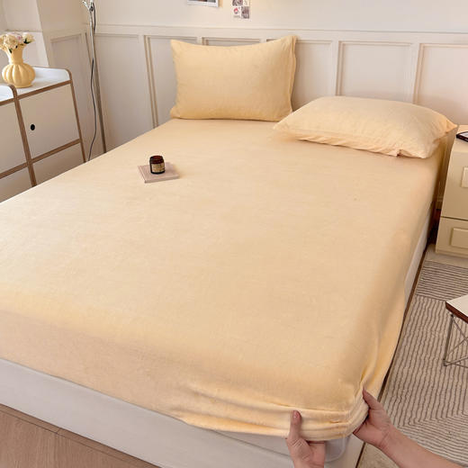 自然醒A类高克重牛奶绒床笠单件冬季珊瑚绒宿舍单人加厚床罩纯色床单三件套JY 商品图11