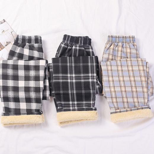 新款羊羔绒格子裤女冬款加绒加厚显瘦百搭潮流宽松高腰休闲阔腿裤 商品图12