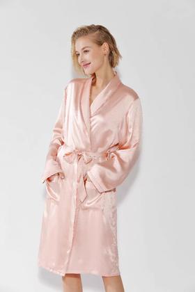 喜得宝 杭州丝绸96%桑蚕丝真丝睡衣 8575华章青果领加绒女式睡袍