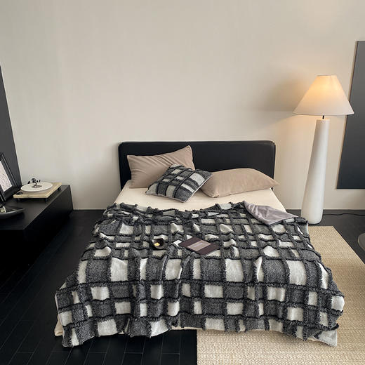 自然醒洛德瑞毛毯高端格子拼接羊绒呢料绒毯可机洗沙发休闲盖毯办公室膝盖毯MT 商品图1