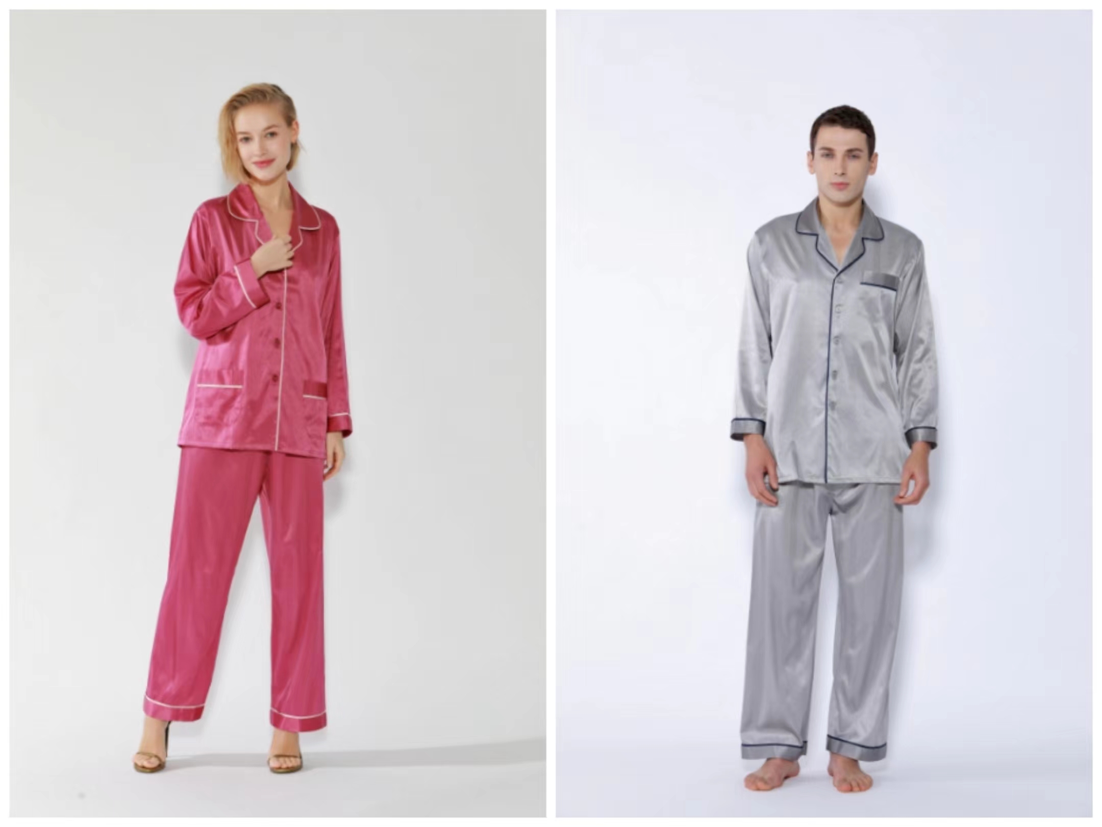 喜得宝   桑波缎男女情侣款上下套