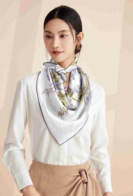 喜得宝重磅印花素绉缎大方巾86cm*86cm百搭丝绸礼品方巾 商品图11