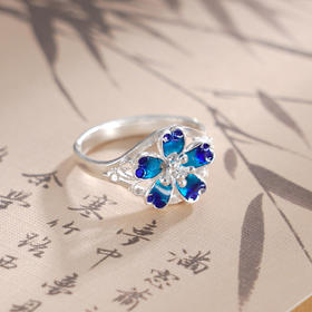 子佩集S990银【花畔物语】戒指【QFJZ004】纯银花丝珐琅彩2410