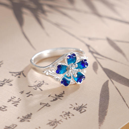 子佩集S990银【花畔物语】戒指【QFJZ004】纯银花丝珐琅彩2410 商品图1