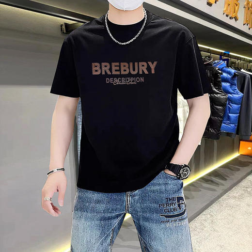 夏季纯棉宽松短袖T恤男士透气潮流新款体恤休闲印花全棉圆领上衣    JYYP-K931#阔版圆领* 商品图1