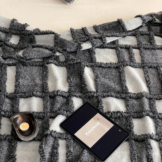 自然醒洛德瑞毛毯高端格子拼接羊绒呢料绒毯可机洗沙发休闲盖毯办公室膝盖毯MT 商品图5