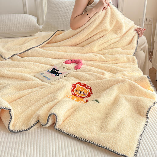 【换季出清】自然醒立体毛巾绣羊羔绒三角针毛毯加厚秋冬办公室午睡披肩毯沙发用盖毯牛奶珊瑚绒小毯子JY 商品图8