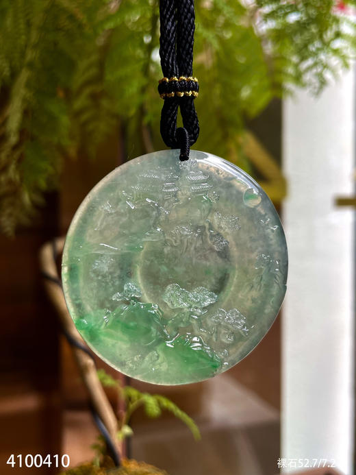 近玻璃种飘翠山水牌【4100410】具体价格微信咨询 商品图0