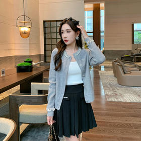 奢姿2024年秋季新款大码女装圆领休闲上衣胖妹妹减龄钉珠穿搭套装9843353570