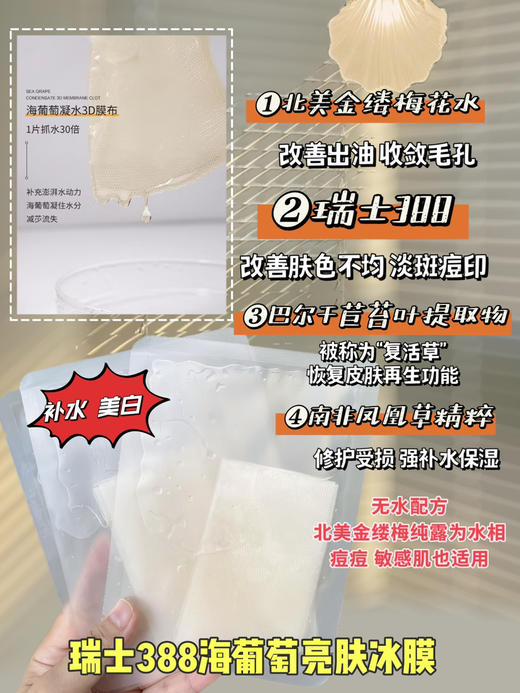 实验室定制新款面膜 瑞士388海葡萄亮肤美白面膜（新包装无网纱层） 商品图0