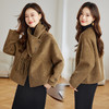 双面羊绒大衣设计感减龄，围巾领斗篷毛呢外套短款HR-ZYIF1120 商品缩略图1