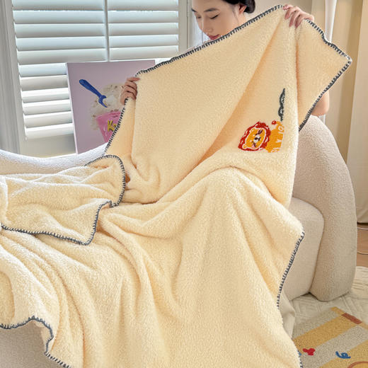 【换季出清】自然醒立体毛巾绣羊羔绒三角针毛毯加厚秋冬办公室午睡披肩毯沙发用盖毯牛奶珊瑚绒小毯子JY 商品图3