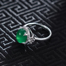 子佩集S925银玉髓[【拾翠】戒指【JZ015293】纯银绿玉髓2410