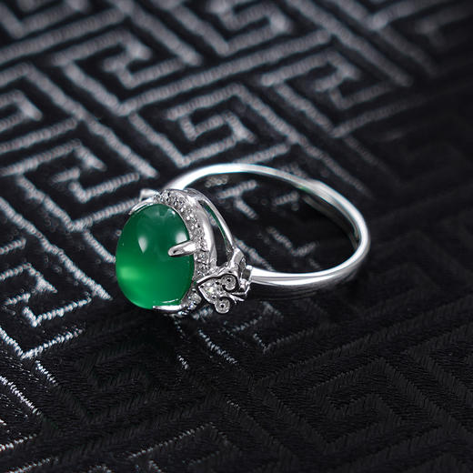 子佩集S925银玉髓[【拾翠】戒指【JZ015293】纯银绿玉髓2410 商品图1