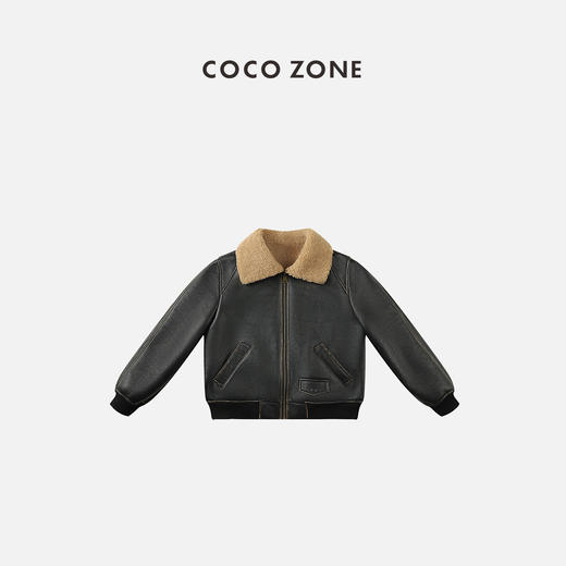 COCO ZONE热力感冬皮毛一体翻毛领绒机车服皮草23C30188 商品图0
