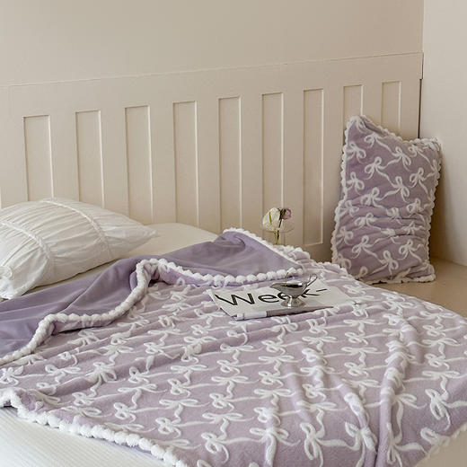 自然醒兔毛雕花绒毯秋冬季新款ins韩系绒毯牛奶绒盖毯毛毯午睡毯沙发毯公主风毯子MT 商品图2