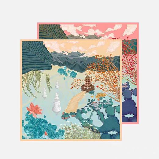 喜得宝杭州印象双面斜纹绸方巾86cm*86cm 商品图5