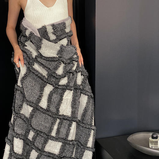 自然醒洛德瑞毛毯高端格子拼接羊绒呢料绒毯可机洗沙发休闲盖毯办公室膝盖毯MT 商品图12