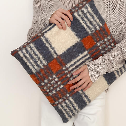 自然醒羊卷妮双面盖毯格尔系列午睡毯复古英伦格子秋冬保温毛毯沙发盖毯双层加厚办公室午休羊羔绒小毯子MT 商品图13
