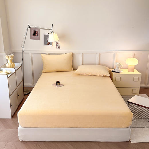 自然醒A类高克重牛奶绒床笠单件冬季珊瑚绒宿舍单人加厚床罩纯色床单三件套JY 商品图2