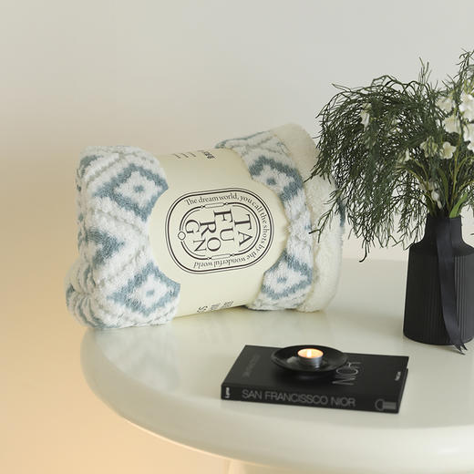 自然醒阳离子提花松林系列羊羔绒毯子塔芙绒亲肤保暖卧室毛毯盖毯柔软沙发毯MT 商品图11