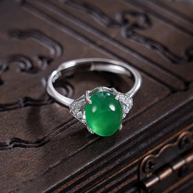子佩集S925银玉髓春光闪闪戒指【JZ014848】纯银绿玉髓2410
