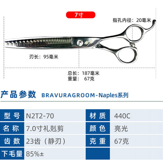 自然剪/礼剋剪 意大利BravuraGroom-那不勒斯Naples系列 N2T2-70 光面 商品图4