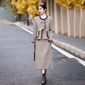 时尚气质小香风，外套羽绒半身裙两件套HR-YQH88820