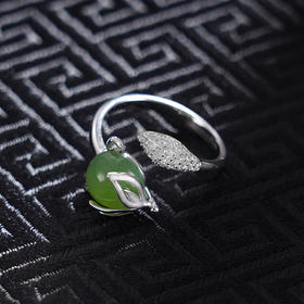 子佩集S925银【梦幻灵狐】戒指【AS01139】纯银时尚锆石和田碧玉狐狸2410